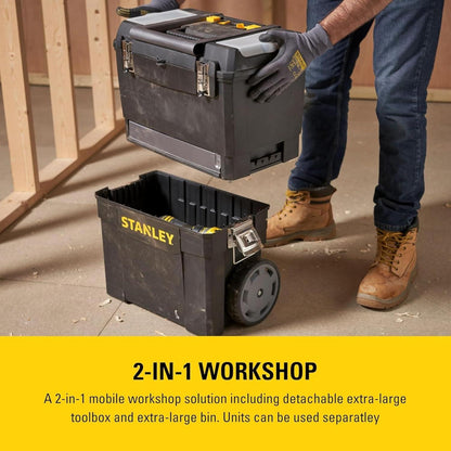 STANLEY Mobile Work Centre Toolbox, 2-in-1 Rolling Workshop with Stackable Units