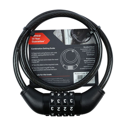 TIMCO Combination Cable Lock 8mm x 1m Pack 1