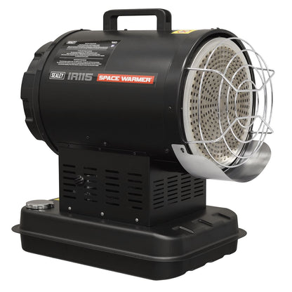 Sealey IR115 Infrared Space Warmer Kerosene/Diesel Heater 51,000Btu/hr | 51,182Btu/hr(15kW), 230V - 0.6A, Thermostat, Overheat Protection, Tip-Over