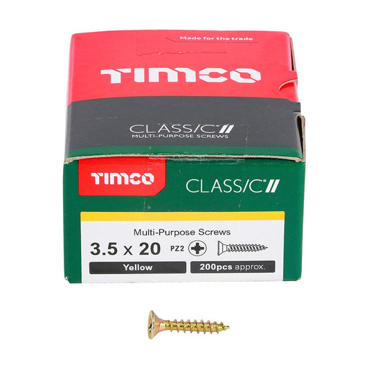 TIMCO Classic Screw PZ2 CSK ZYP 3.5 x 20 Gold Pack 200