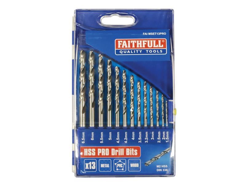 Faithfull FAIMSET13PRO HSS Drill Bit Set of 13 M2 1.5-6.5mm |