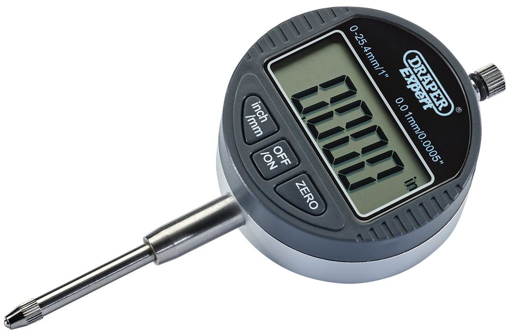 94255 Draper Expert Expert Dual Reading Digital Dial Test Indicator, 0 - 25mm/0 - 1 Service Tools Professional Trade DIY Workshop Garage Use