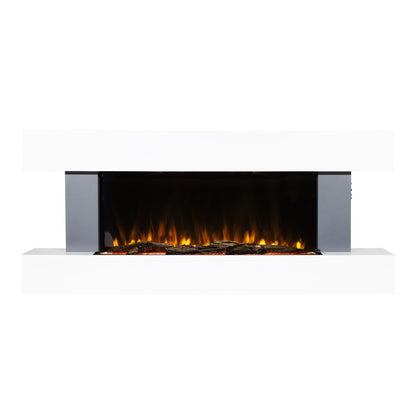 Baridi DH112 Wall Mounting Electric Fireplace with LED Flame Effect 52" - Grey | 230V~50Hz, Timer, Remote Control | Create a relaxing and cozy space
