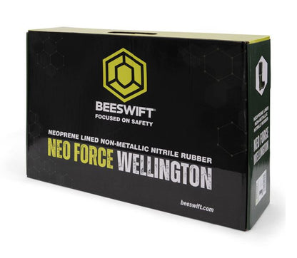 Beeswift Neo Force CF501 Neoprene Safety Wellington Boots | Black/Orange or Green/Silver, Waterproof S5S Composite Toe, Size Options