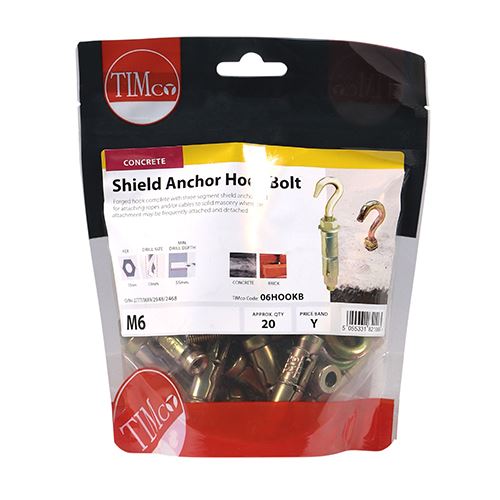 TIMCO Shield Anchor Hook - ZYP M6 Gold Pack 20