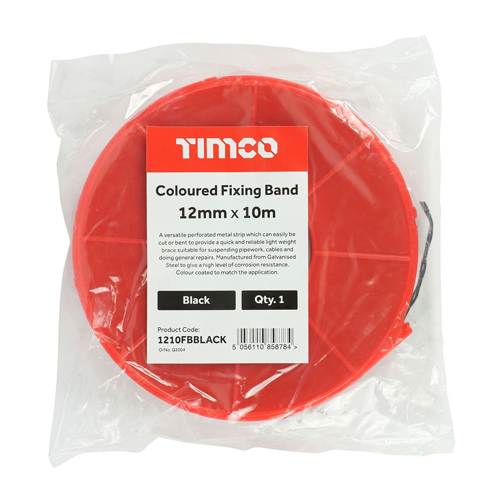 TIMCO Coloured Fixing Band - Black 12mm x 10m Black Pack 1