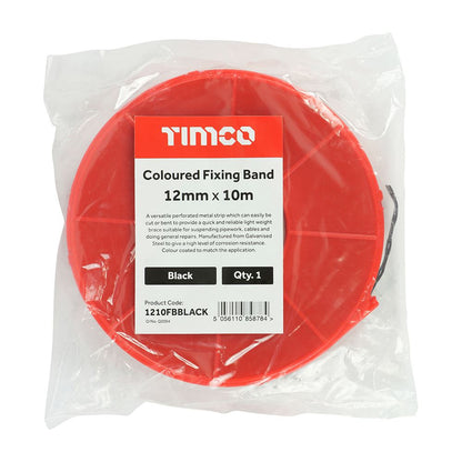 TIMCO Coloured Fixing Band - Black 12mm x 10m Black Pack 1