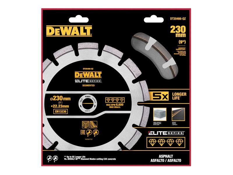 DeWalt ELITE SERIES Asphalt Diamond Segmented Wheel 230 x 22.23mm