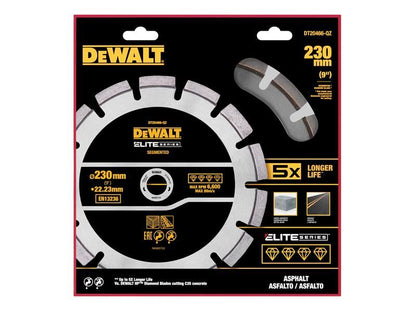DeWalt ELITE SERIES Asphalt Diamond Segmented Wheel 230 x 22.23mm