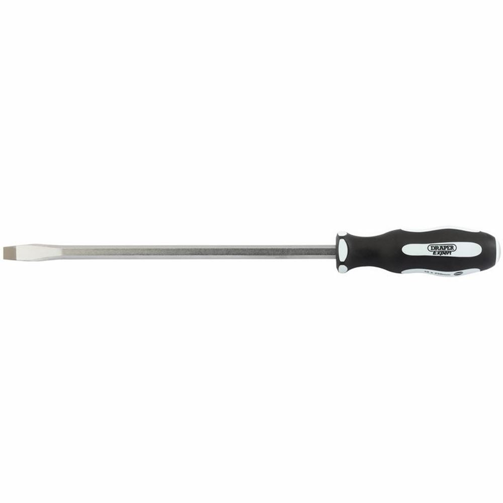 Draper 250X10MM PLAIN P/THRU S/DRIVER 35186 Pound Thru' Plain Slot Soft Grip Screwdrivers
