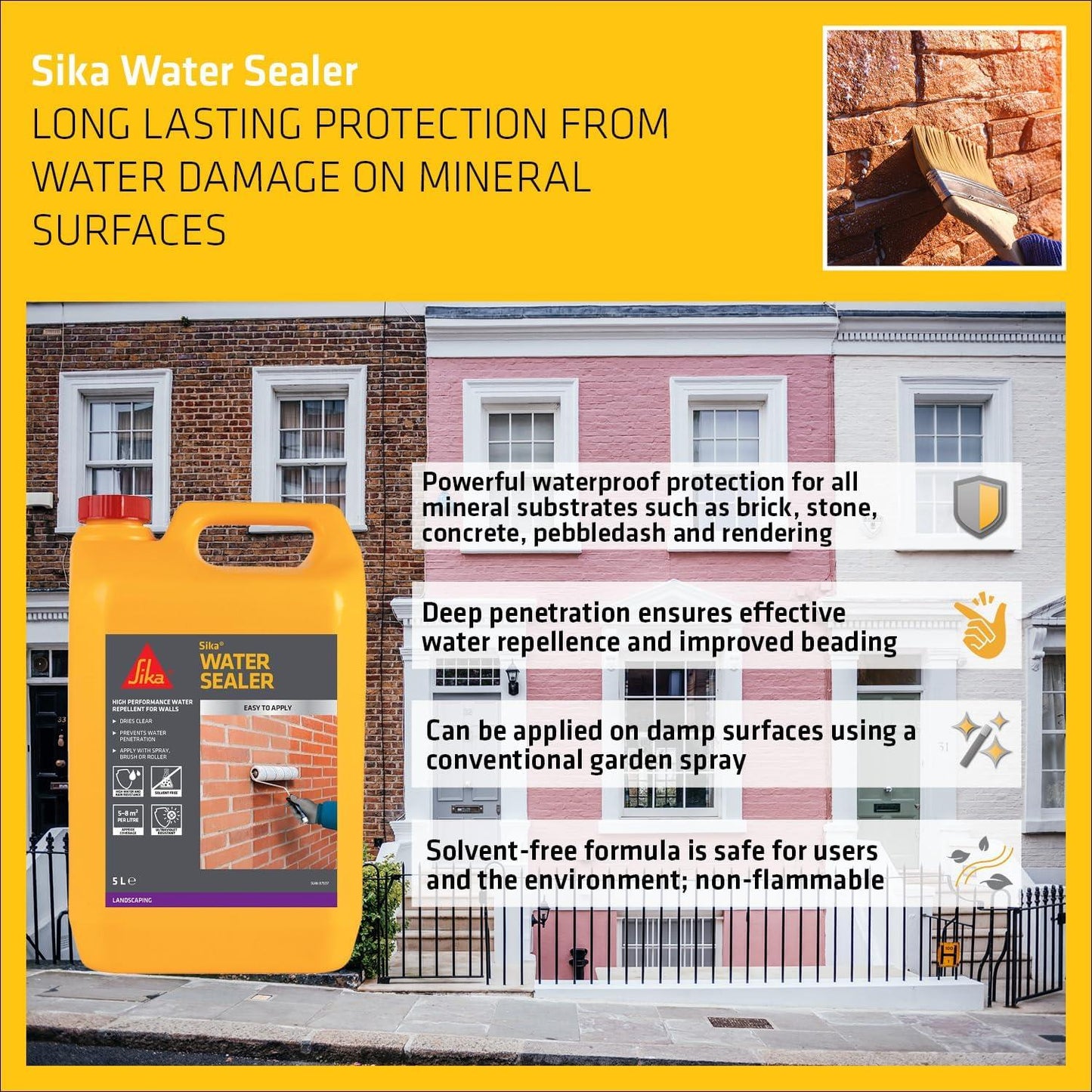 Sika 402 WaterSeal Masonry Water Repellent Sealer 5L Brick Stone Render