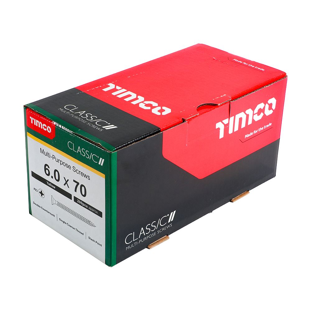 TIMCO Classic Screw PZ3 CSK ZYP 6.0 x 70 Gold Pack 200
