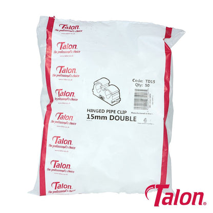 TIMCO Double Hinged Clip - White 15mm White Pack 50