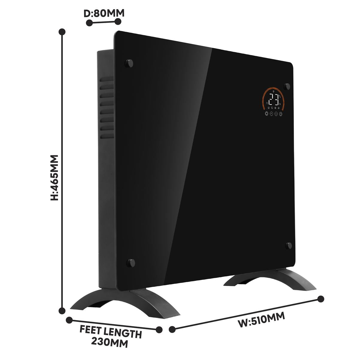 Baridi DH135 Electric Glass Panel Heater, 1000W, Wi-Fi Enabled, Black - DH135 | 230V 50Hz, Thermostat | Add the heater to either the TUYA or Smartlife