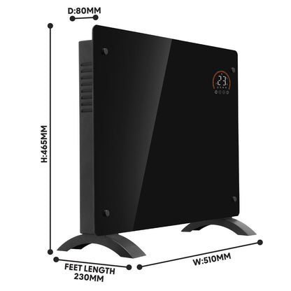 Baridi DH135 Electric Glass Panel Heater, 1000W, Wi-Fi Enabled, Black - DH135 | 230V 50Hz, Thermostat | Add the heater to either the TUYA or Smartlife