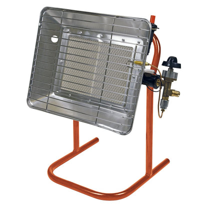 Sealey LP14 Propane Heater with Stand 14,330Btu/hr | 14,330Btu/hr(4.2kW) | Steel tube stand with built-in handle. | Automatic shut-off prevents