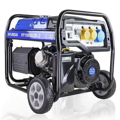 Hyundai HY10000LEK-2 Petrol Generator 8kW 10kVA Recoil Electric Start Portable Site Power Backup Power Portable Backup Site Power