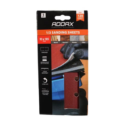 TIMCO Punched 1/3 Sand Sheet P120 93 x 185mm Red Pack 5