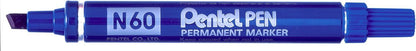 Pentel N60 Permanent Marker Red Chisel Tip Marker Pens Pack of 12