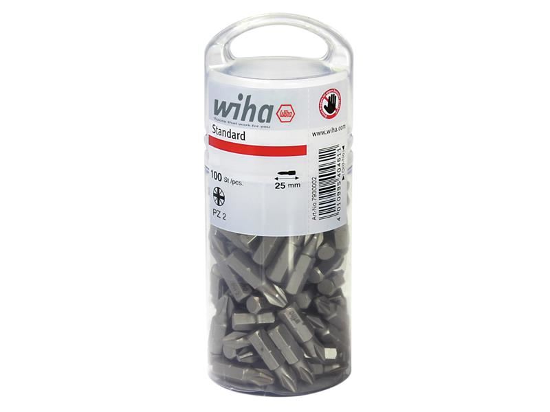 WHA Standard Pozidriv Bits PZ2 25mm Tub of 100