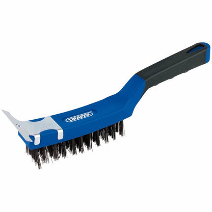 17182 Draper 4 Row Carbon Steel Wire Scratch Brush with Scraper, 285mm WBSC10 Wire Brushes Professional Trade DIY Workshop Garage Use