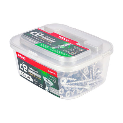TIMCO C2 Strong-Fix Exterior PZ2 CSK 5.0 x 50 Silver Pack 180