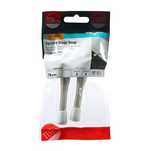 TIMCO Spring Door Stop - Brass 78 x 24 Pack 2