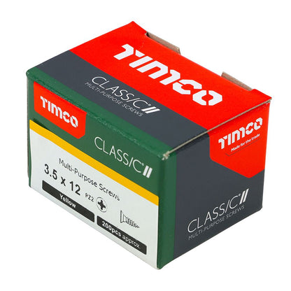 TIMCO Classic Screw PZ2 CSK ZYP 3.5 x 12 Gold Pack 200