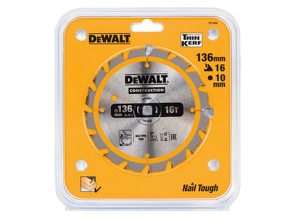 DeWalt DT1946-QZ Cordless Construction Trim Saw Blade 136 x 10mm x 16T
