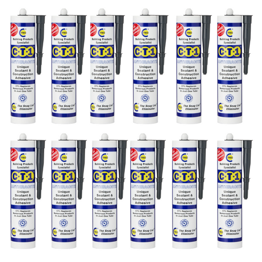 12 x CT1 Anthracite TRIBRID Multi-Purpose Sealant & Adhesive 290ml Flexible Odourless