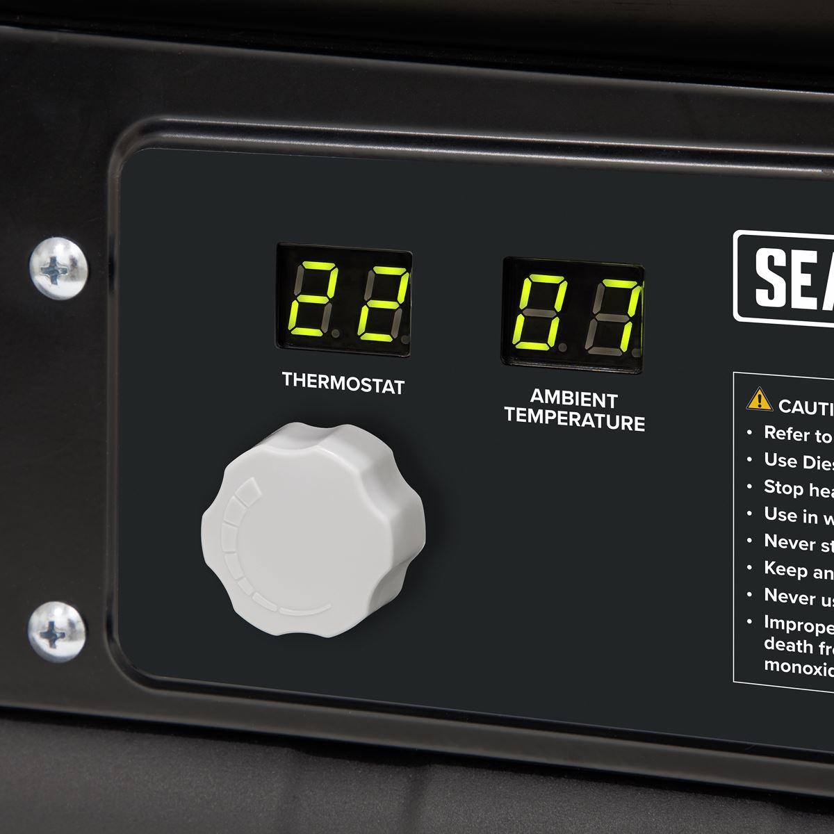 Sealey AB1008 Space Warmer Kerosene/Diesel Heater with Wheels 100,000Btu/hr | 100,000Btu/hr(30kW), 230V~50Hz, Thermostat, Wheels