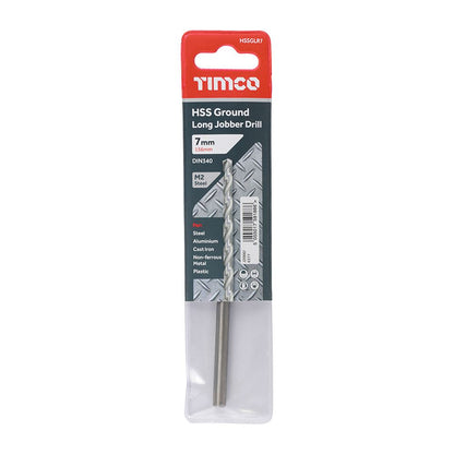 TIMCO HSS-G Long Series Drill Bit M2 7.0mm Pack 1