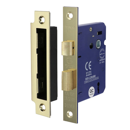 TIMCO 3 Lever Sashlock E. Brass 78mm Pack 1