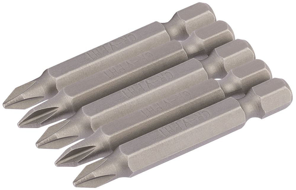 Draper 5PC 50MM NO1 C.SLOT S/D BIT 64287 1/4" Hex. Cross Slot E Shank Insert Bits