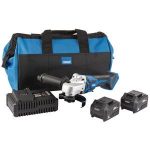 DRAPER 99730 - D20 20V 115mm Brushless Grinder Kit (+2 x 5Ah Batteries, Charger and Bag)