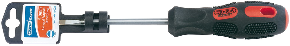 Draper 100X5MM PARA TIP S/DRIVER PKD 40028 General Purpose Plain Slot Parallel Tip Screwdrivers (display packed)