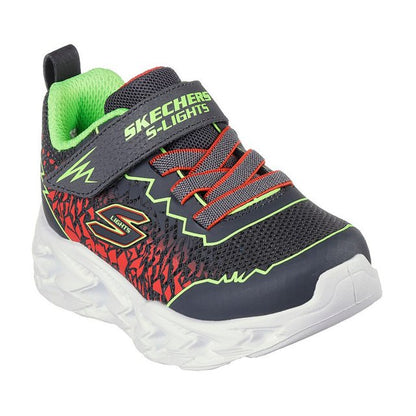 Skechers S-Lights Kids Shoes | Charcoal/Lime | sz J4