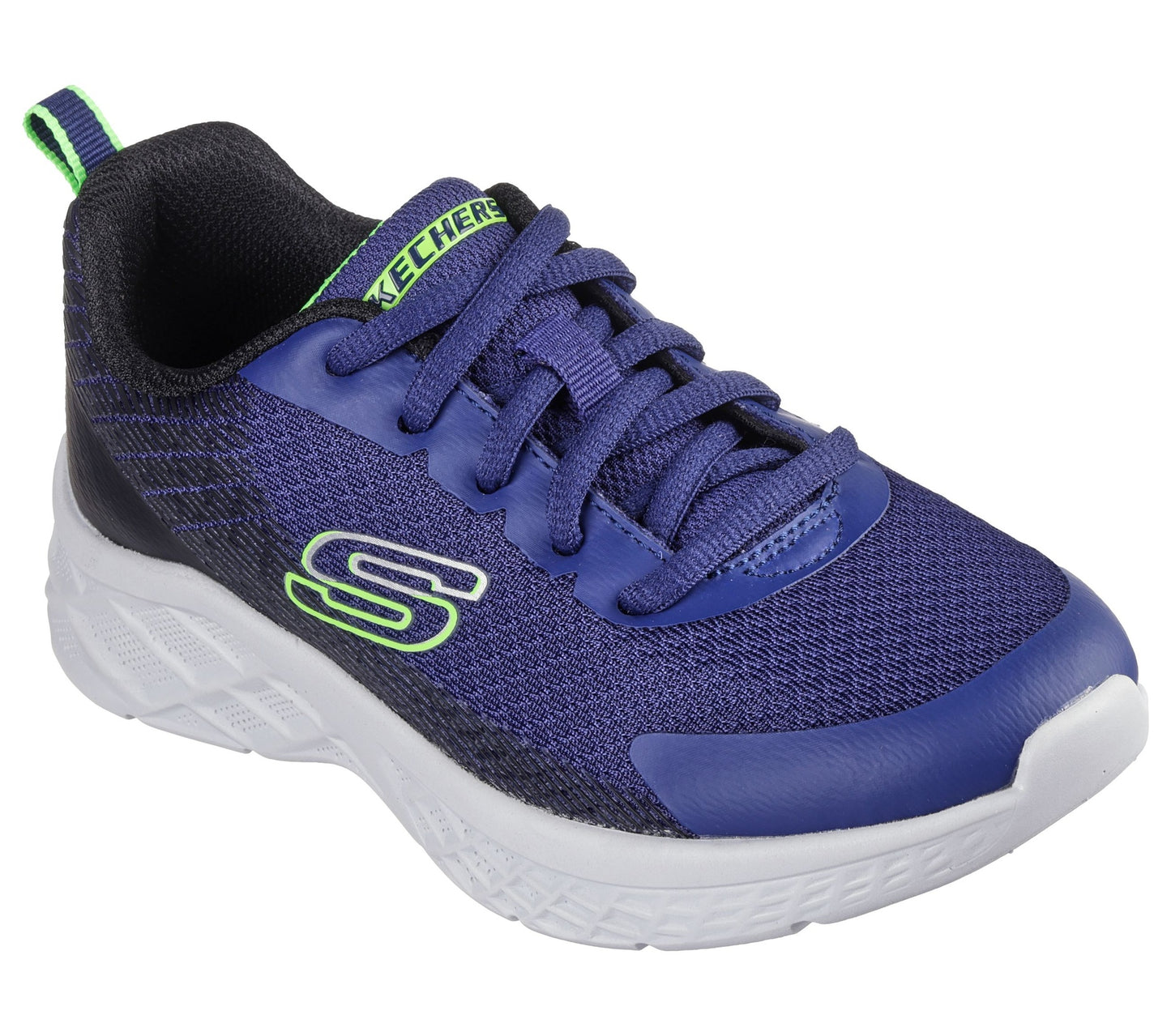 Skechers Microspec II Boys Shoe | Navy/Black/Lime | sz 1