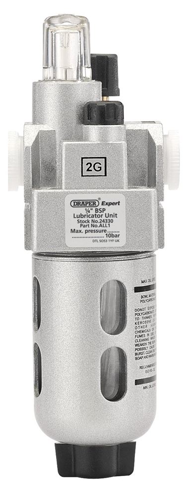 24330 Draper Expert Expert 1/4 BSP Lubricator Unit ALL1 Air Filters, Regulators and Lubricators Professional Trade DIY Workshop Garage Use
