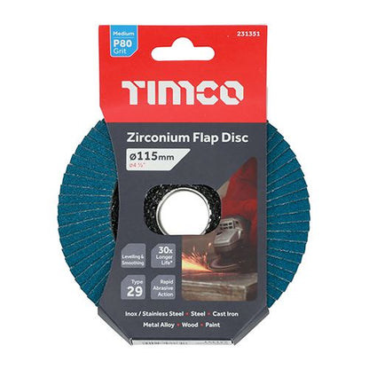 TIMCO Zirconium Flap Disc P80 115 x 22.23 Pack 1