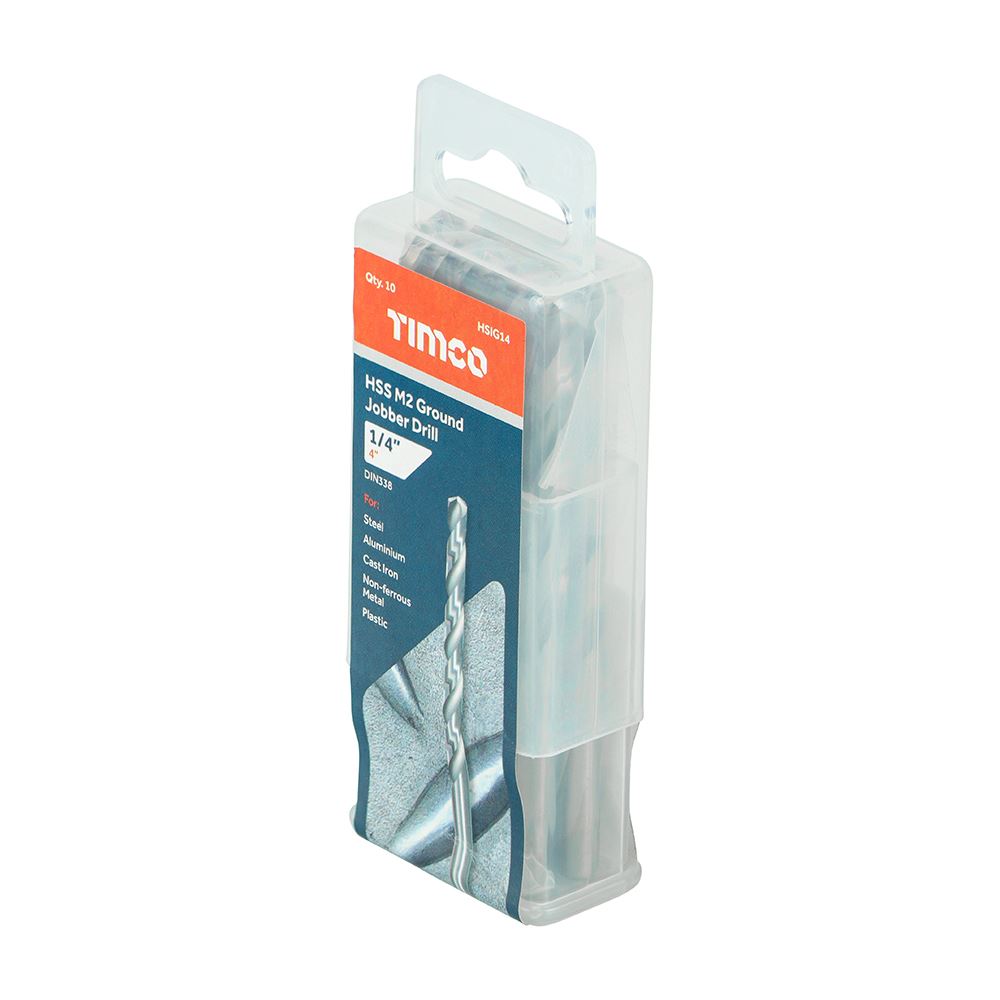 TIMCO HSS-G Jobber Drill Bit M2 1/4" Pack 10