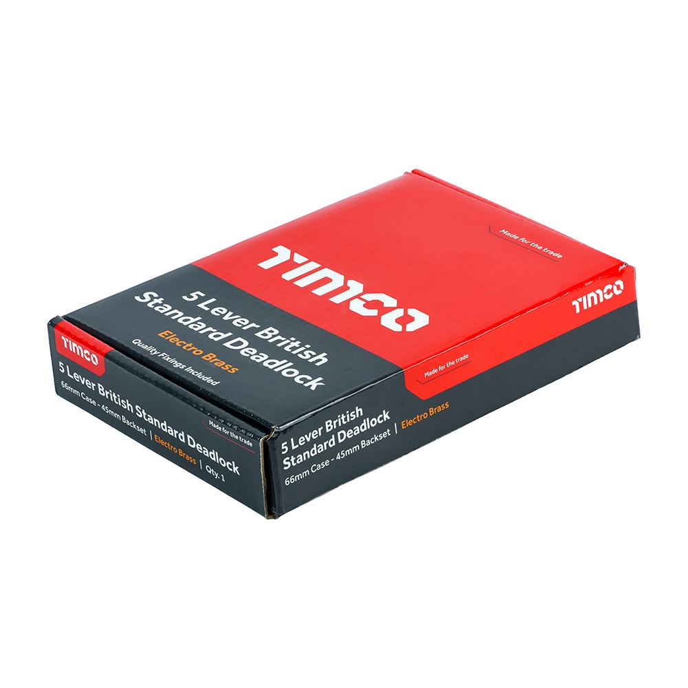 TIMCO 5 Lever BS Deadlock E. Brass 66mm Pack 1