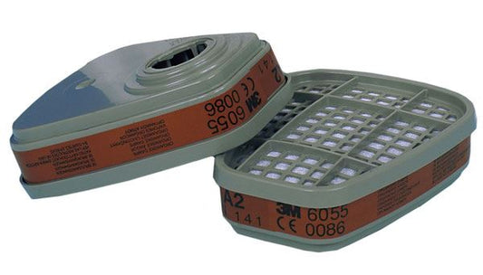 3M Gas and Vapour Filter, A2, 6055, 8 Pieces, Bayonet Connection