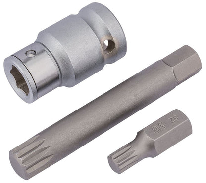Draper XZN BIT & HOLDER SET 3PC. 83566 1/2" Sq. Dr. Spline Bit Set (3 Piece)