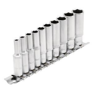 Draper 10PC 1/4 DEEP SOCKET SET RAIL 16399 1/4 Sq. Dr. Metric Deep Sockets on Metal Rail (10 Piece)