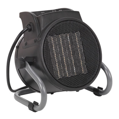 Sealey PEH2001 Industrial PTC Fan Heater 2000W/230V | 6,800Btu/hr, 1000/2000W, 230V - 13A, Thermostat | Features PTC heat conducting ceramic elements