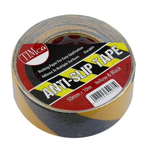 TIMCO Anti-Slip Tape Black & Yellow Black 10m x 50mm Pack 1.0