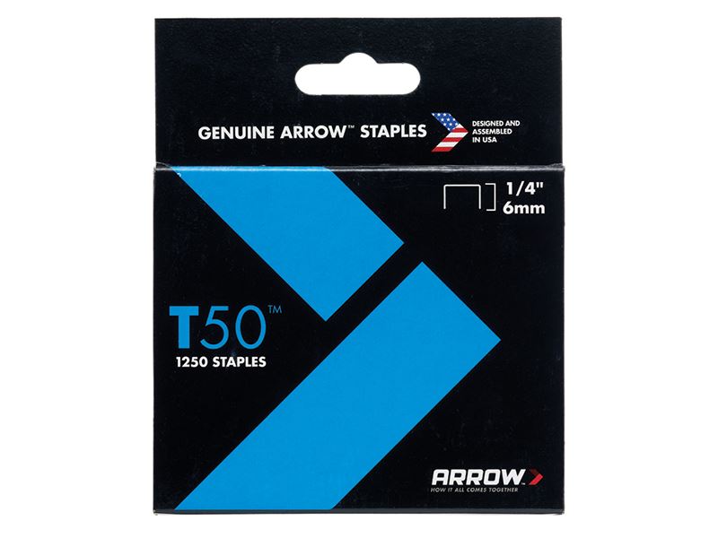 Arrow A504 T50 Staples 6mm (1/4in) Pack 5000 (4 x 1250)