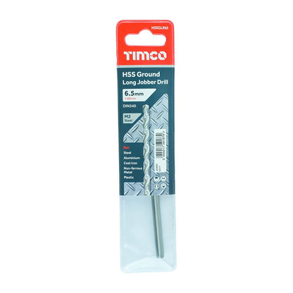 TIMCO HSS-G Long Series Drill Bit M2 6.5mm Pack 1