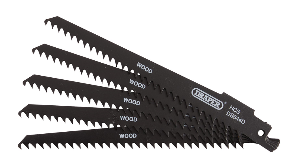 Draper RECIP SAW BLADE 5PCS - S644D 43430 Reciprocating Saw Blades for Wood and Plastic Cutting